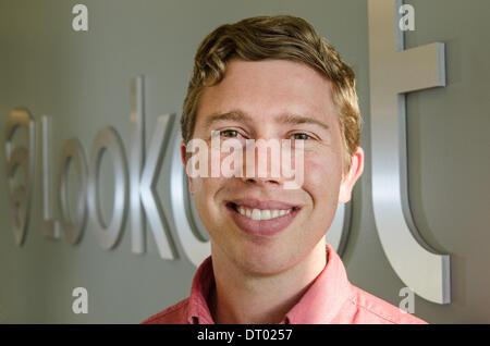 Kevin Mahaffey, CTO und Mitbegründer der mobilen Sicherheit Firma "Lookout", am Firmensitz in der Innenstadt von San Francisco. Oktober 2013. Stockfoto