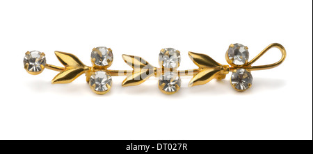 Unterschiedlche florale Brosche isoliert auf weiss Stockfoto