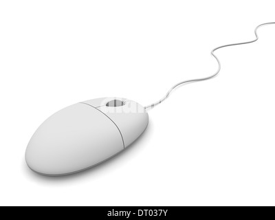 Nahaufnahme von einfachen kabelgebundenen Computer-Maus isoliert auf weißem Hintergrund Stockfoto
