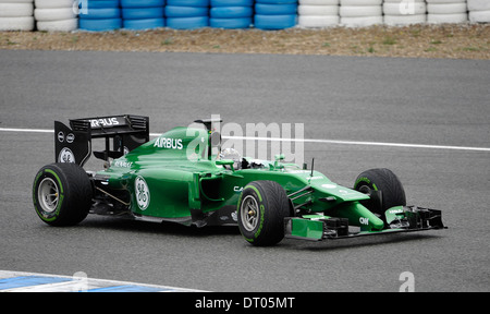 Kamui Kobayashi (JAP), Caterham CT05 bei Formel 1 Tests in Jerez, Spanien Feb.2014 Stockfoto