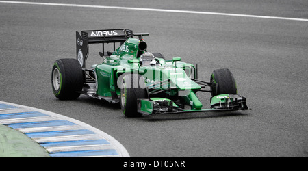 Kamui Kobayashi (JAP), Caterham CT05 bei Formel 1 Tests in Jerez, Spanien Feb.2014 Stockfoto