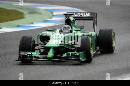 Kamui Kobayashi (JAP), Caterham CT05 bei Formel 1 Tests in Jerez, Spanien Feb.2014 Stockfoto