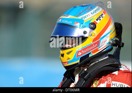 Fernando Alonso (ESP) Ferrari F14 T bei Formel 1 Tests in Jerez, Spanien Feb.2014 Stockfoto