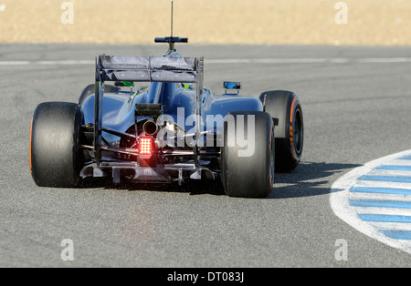 Sicht nach hinten von der Williams FW36 von Felipe Massa (ITA) bei Formel 1 Tests, Jerez, Spanien Feb.2014 Stockfoto