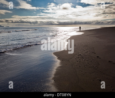 Wellen an der Küste am Bakkafjara Beach, South Coast, Island. Stockfoto