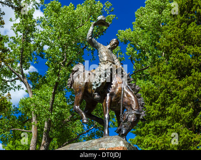 Statue auf dem Marktplatz, Jackson, Wyoming, USA Stockfoto