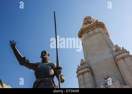 Miguel de Cervantes-Denkmal in Madrid Stockfoto