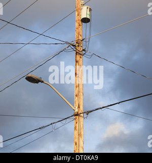 Seattle Washington USA Telefonmast und Leitungen in der Nähe von Seattle Stockfoto