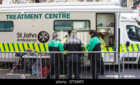 St John Ambulance mobile Behandlungszentrum. Stockfoto