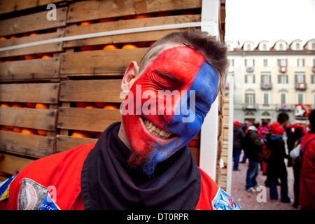 Ivrea Karneval, Italien. Stockfoto