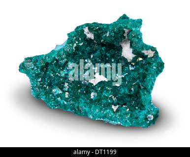 Dioptase ist eine intensive Smaragd-grün bis bläulich-grün Kupfer Cyclosilicate Mineral. Es ist durchsichtig bis durchscheinend. Stockfoto