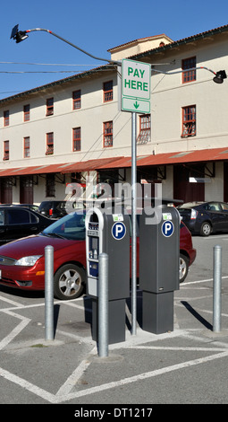Parkplatz Zahlung Maschinen, Fort Mason Center, San Francisco Stockfoto