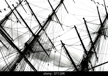 Fahnenmasten der Cutty Sark berühmten Tea Clipper, Greenwich London UK Stockfoto