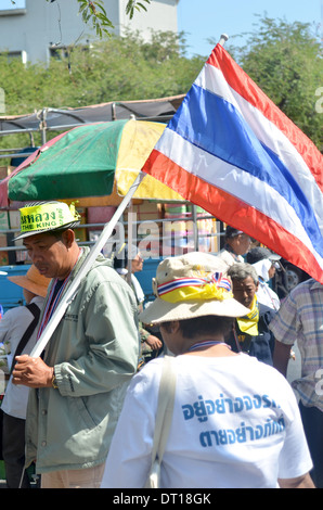 Thai Demonstranten zu demonstrieren, während Herunterfahren Bangkok Proteste gegen die Regierung, Bangkok, Thailand, Januar 2014 Stockfoto