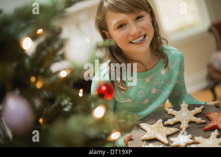 Woodstock New York USA junges Mädchen Bio gebacken Eistee Weihnachtsplätzchen Stockfoto