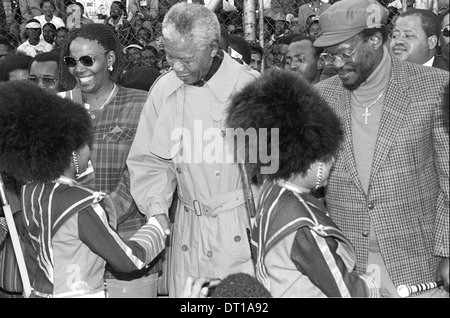 NELSON MANDELAS ANC, BUTHELEZI IFP UND PIK BOTHA NP ADRESSE EINE FRIEDENSKUNDGEBUNG ÖSTLICH VON JOHANNESBURG VOR 1994 DEMOKRATISCHE Stockfoto