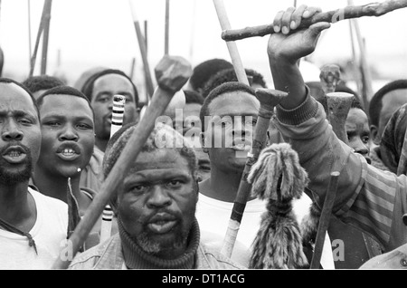 NELSON MANDELAS ANC, BUTHELEZI IFP UND PIK BOTHA NP ADRESSE EINE FRIEDENSKUNDGEBUNG ÖSTLICH VON JOHANNESBURG VOR 1994 DEMOKRATISCHE Stockfoto