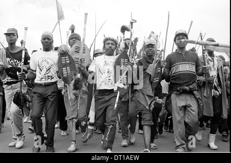 NELSON MANDELAS ANC, BUTHELEZI IFP UND PIK BOTHA NP ADRESSE EINE FRIEDENSKUNDGEBUNG ÖSTLICH VON JOHANNESBURG VOR 1994 DEMOKRATISCHE Stockfoto