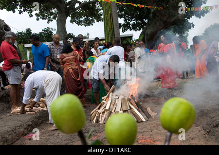 KALI ANBETUNG FEUER GEHEN, 11. / 12. MÄRZ 2011 DIE KALI TEMPEL MOUNT EDGCOMBE DURBAN. Der Tempel Society of Kali Tempel in Stockfoto