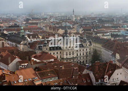 Blick vom Schlossberg auf die Altstadt von Graz Stockfoto