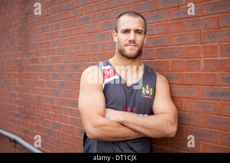 Lee Mossop ist eine professionelle Rugby-Liga-Fußballer für australische Club, Parramatta Eels Stockfoto