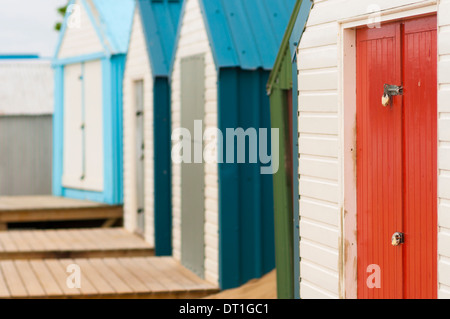 Strand Hütten Detail, Abersoch, Llyn Halbinsel, Gwynedd, Wales, Vereinigtes Königreich, Europa Stockfoto