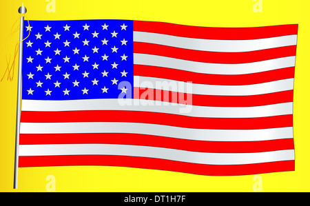 Die amerikanische Flagge, die Stars And Stripes auf einem goldenen Hintergrund. Stockfoto