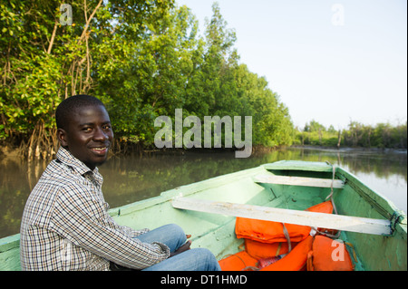 Bootsfahrt in Bao Bolon Wetland Reserve, Gambia Stockfoto