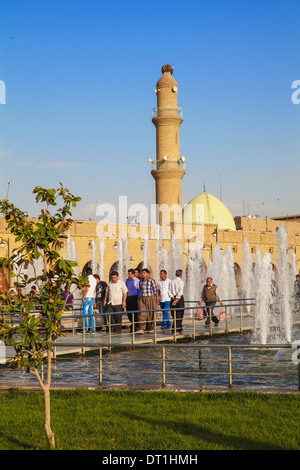 Minarett und Qaysari Basare, Shar Park, Erbil, Kurdistan, Irak, Nahost Stockfoto