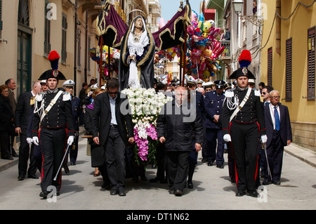 Prozession der Mysterien (Processione dei Misteri Viventi), Gründonnerstag, Marsala, Sizilien, Italien, Europa Stockfoto