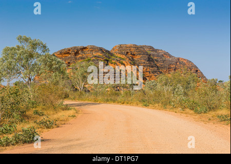 Straße nach der Purnululu National Park, der UNESCO, Bungle Bungle Gebirgskette, Western Australia, Australien, Pazifik Stockfoto