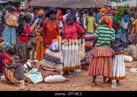 Fasha Markt, Konso-Region, Äthiopien Stockfoto