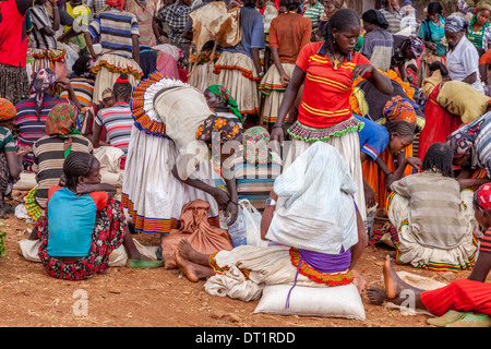 Fasha Markt, Konso-Region, Äthiopien Stockfoto