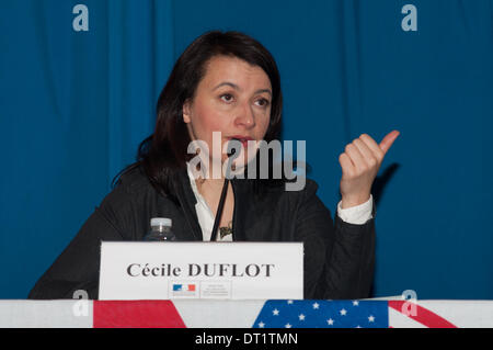 Cécile Duflot, französische Ministre de l'Egalité des Territoires et du Logement, führt das neue Gesetz über Gehäuse Vorschriften Stockfoto