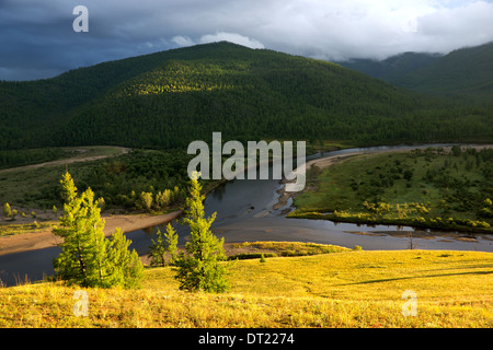 Der Fluss Uur im Norden der Mongolei Stockfoto