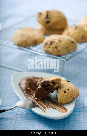 Chocolate Chip Cookies und Fleur de sel Stockfoto