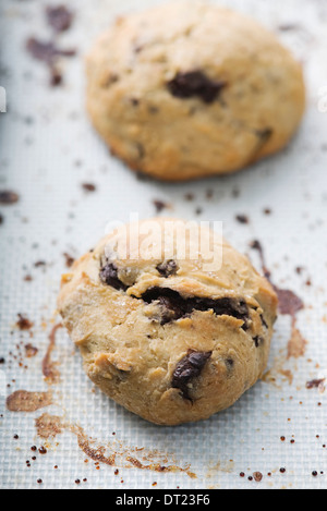 Chocolate Chip Cookies und Fleur de sel Stockfoto