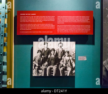 Foto von Wild Bunch und Butch Cassidy in Wyoming Territorial Gefängnismuseum, wo er, im Jahre 1896, Laramie, WY, USA inhaftiert war Stockfoto