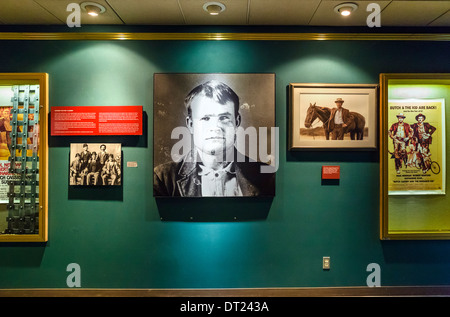 Butch Cassidy und Sundance Kid anzeigen in Wyoming Territorial Prison Museum, Laramie, Wyoming, USA Stockfoto