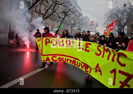 Paris, Frankreich. 6. Februar 2014. Demonstration in Paris für eine soziale Gerechtigkeit am 6. Februar 2014. Bildnachweis: Michael Bunel/NurPhoto/ZUMAPRESS.com/Alamy Live-Nachrichten Stockfoto