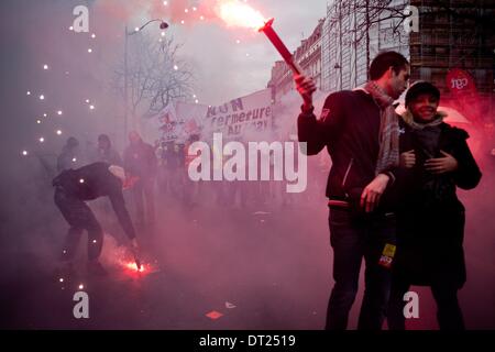 Paris, Frankreich. 6. Februar 2014. Demonstration in Paris für eine soziale Gerechtigkeit am 6. Februar 2014. Bildnachweis: Michael Bunel/NurPhoto/ZUMAPRESS.com/Alamy Live-Nachrichten Stockfoto