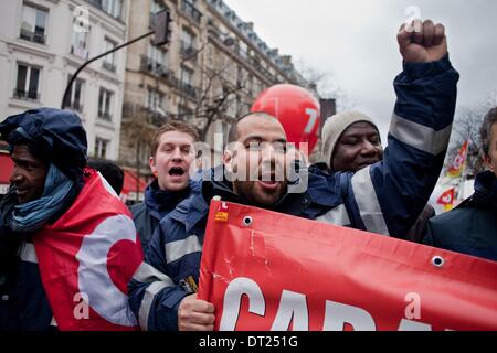 Paris, Frankreich. 6. Februar 2014. Demonstration in Paris für eine soziale Gerechtigkeit am 6. Februar 2014. Bildnachweis: Michael Bunel/NurPhoto/ZUMAPRESS.com/Alamy Live-Nachrichten Stockfoto