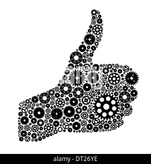 Thumbs Up Symbol, welches komponiert von schwarzen Zahnräder ist. Vektor-illustration Stockfoto