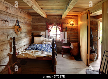 Die Schlafzimmer Innenraum des Joseph Smith eine historische Reproduktion Dorf nach Hause. Stockfoto