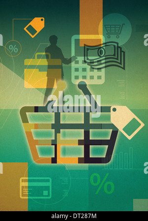 Illustrative Collage des Online-Shoppings Stockfoto