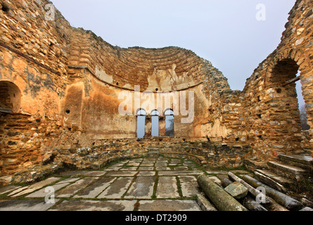 Die Agios Achilleios Basilika (10. Jahrhundert), Agios Achilleios Inselchen, Prespa See Mikri ("klein"), Florina, Mazedonien, Griechenland. Stockfoto