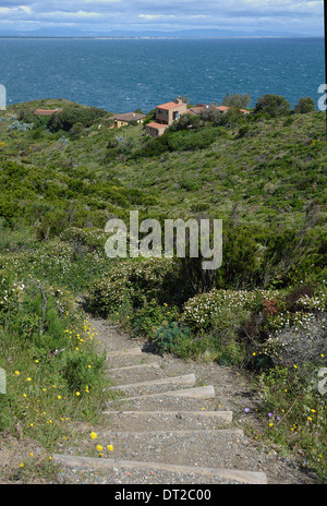 am Meer Wandern trail Port Vendres Frankreich Stockfoto