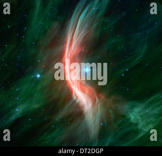 Der Riesenstern Zeta Ophiuchi und umgebenden Staub Cloudsas gesehen im Infrarotbereich vom Spitzer-Weltraumteleskop der NASA. Stockfoto