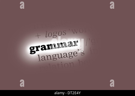Grammatik Wörterbuchdefinition Closeup schwarz / weiß Stockfoto