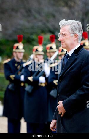 Paris, Frankreich. 6. Februar 2014. König Philippe (Filip) und Königin von Belgien besuchen Sie die Nationalversammlung in Paris, Frankreich, 6. Februar 2014. Foto: Dpa/Patrick van Katwijk/Alamy Live News Stockfoto